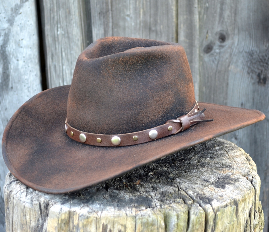 Kovbojský vlněný klobouk Grizzly Spálený Witleather Skoczów Černý Spálený