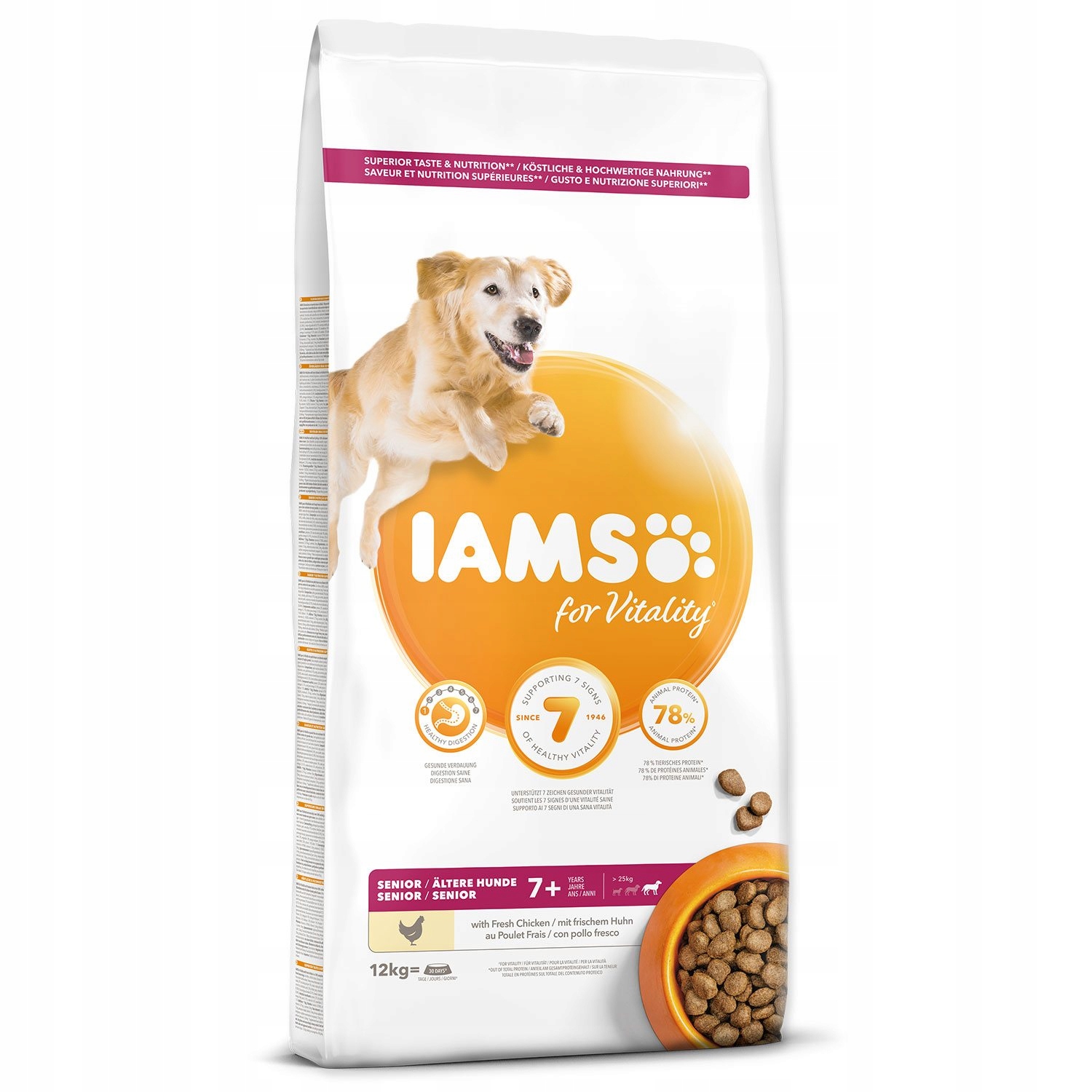 Levně Krmivo Iams Dog Senior Large Chicken 12kg