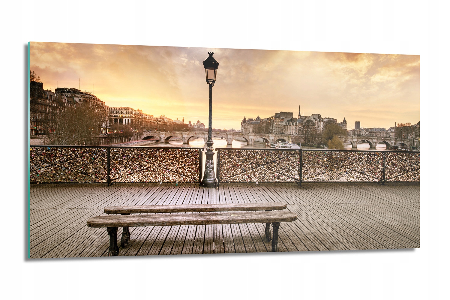 sklenený kuchynský panel Most lavička mesto 100x50