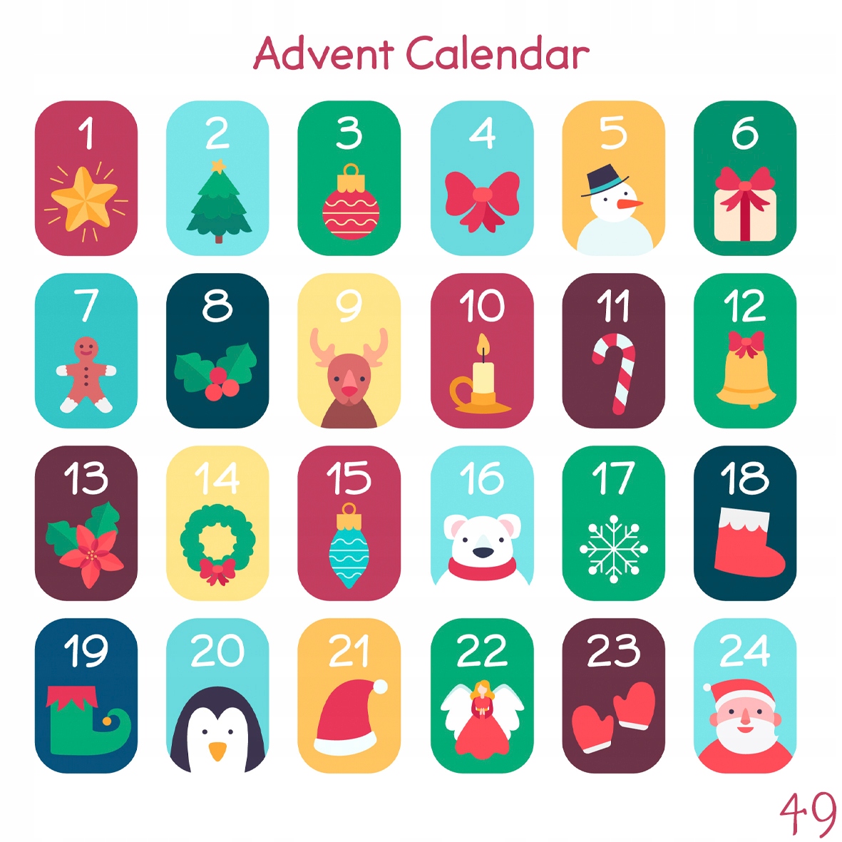NAKLEJKI ŚWIĄTECZNE KALENDARZ ADWENTOWY 49 20x20 Kod producenta ad20-24