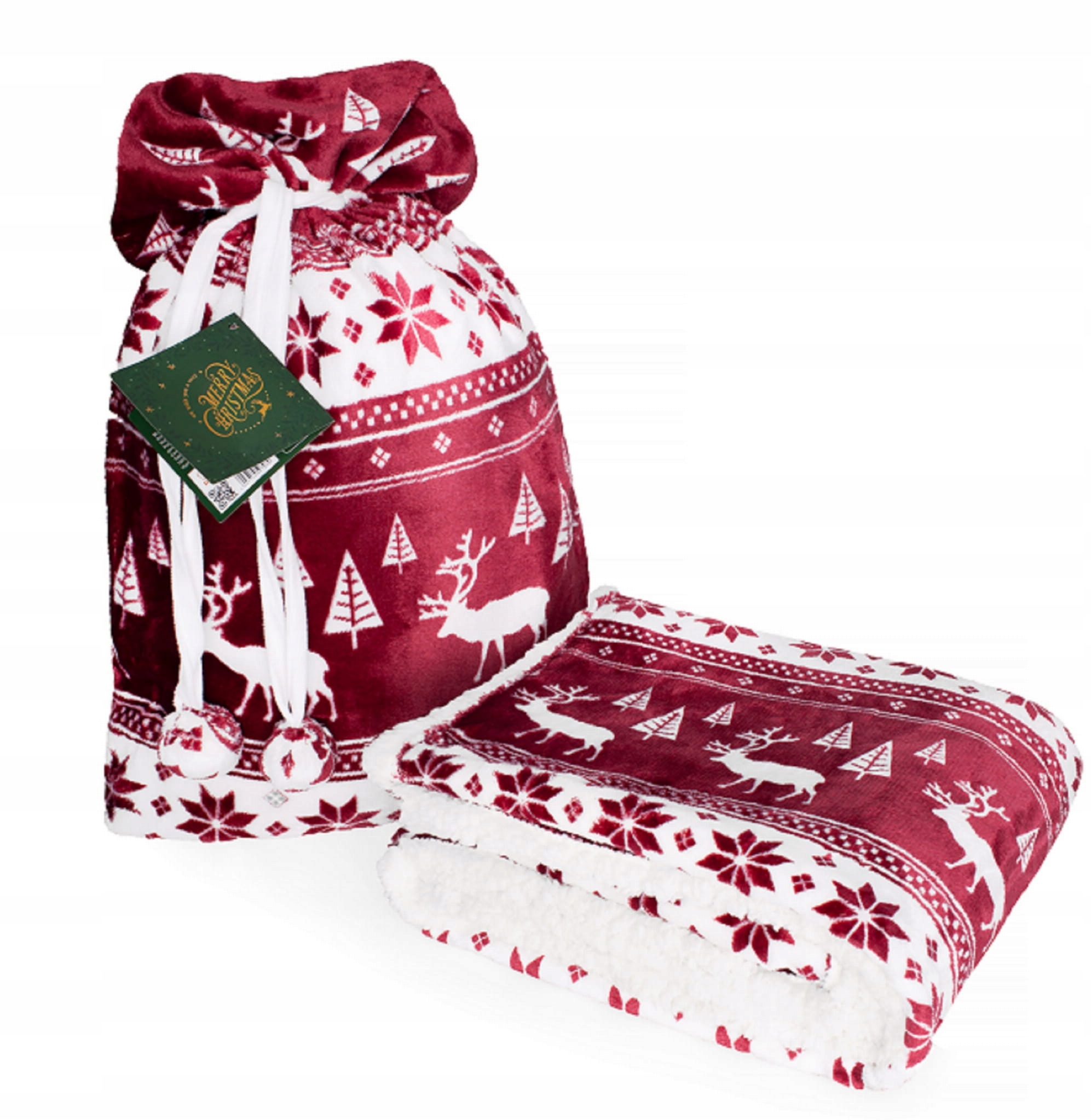 Teplá Deka 127x152 V Sáčku na zimu burgundská jako dárek