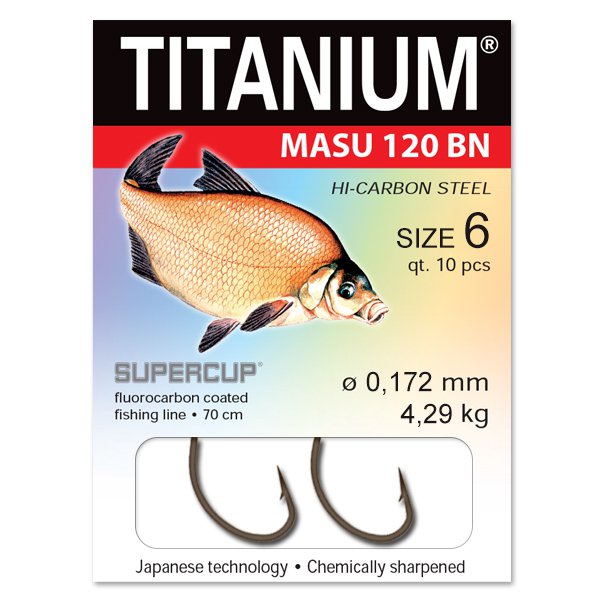 Haczyki z przyponem, z zadziorem Robinson Titanium Masu 120BN 10 szt.