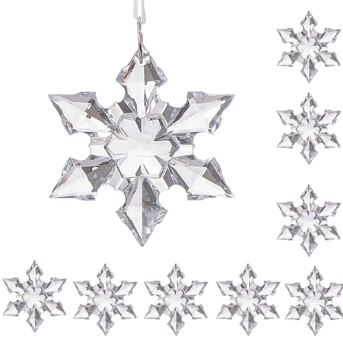 ZESTAW 9szt KRYSZTAŁEK CHOINKĘ ZAWIESZKA CHOINKOWA DIAMENT ŚNIEŻYNKA BOMBKA