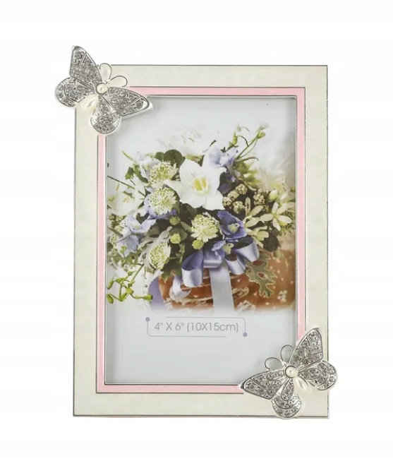 Rámeček na fotografii glamour Metalová skleněná gravírka zdobená zirkony