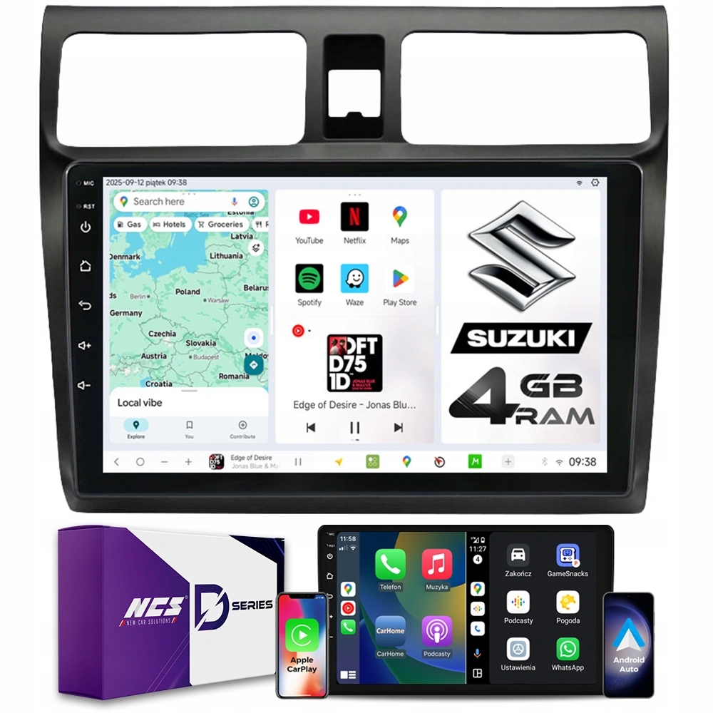 Rádio Navigace Ncs D10 Suzuki Swift IV 2004-2010 Android 4GB Lte 10″