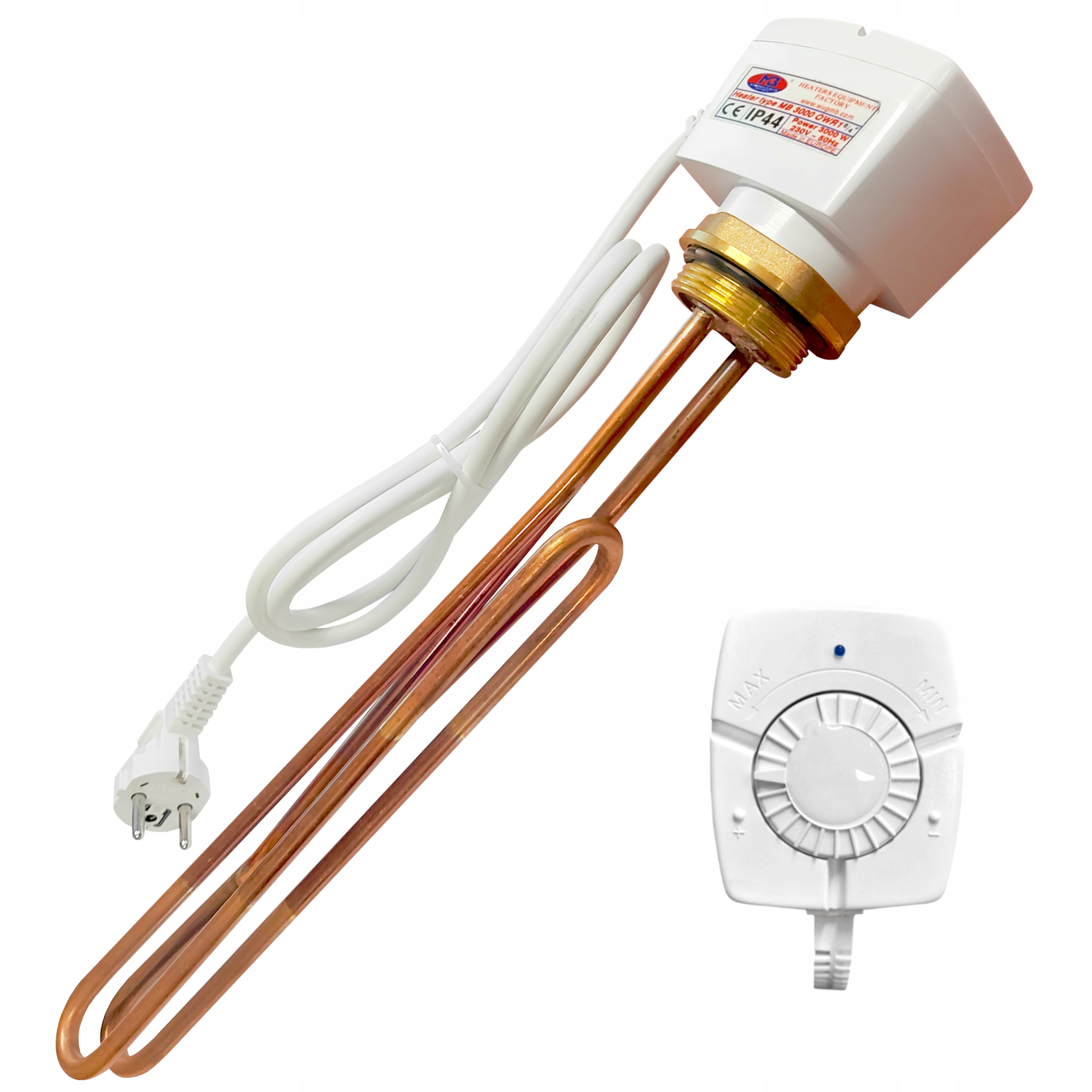 GRZAŁKA DO BOJLERA Z TERMOSTATEM 3kW MIEDZIANA JEDNOFAZOWA 3000W 6/4 WUG MB Marka WUG MB