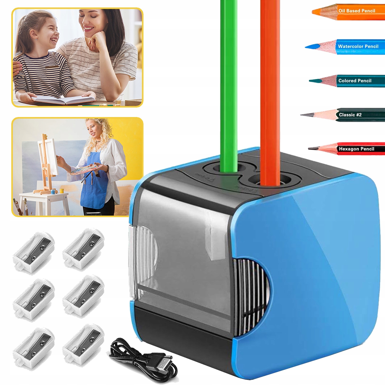 ELEKTRYCZNA TEMPERÓWKA DO OŁÓWKÓW DLA DZIECI, STUDENTÓW, PODWÓJNY ZASILACZ