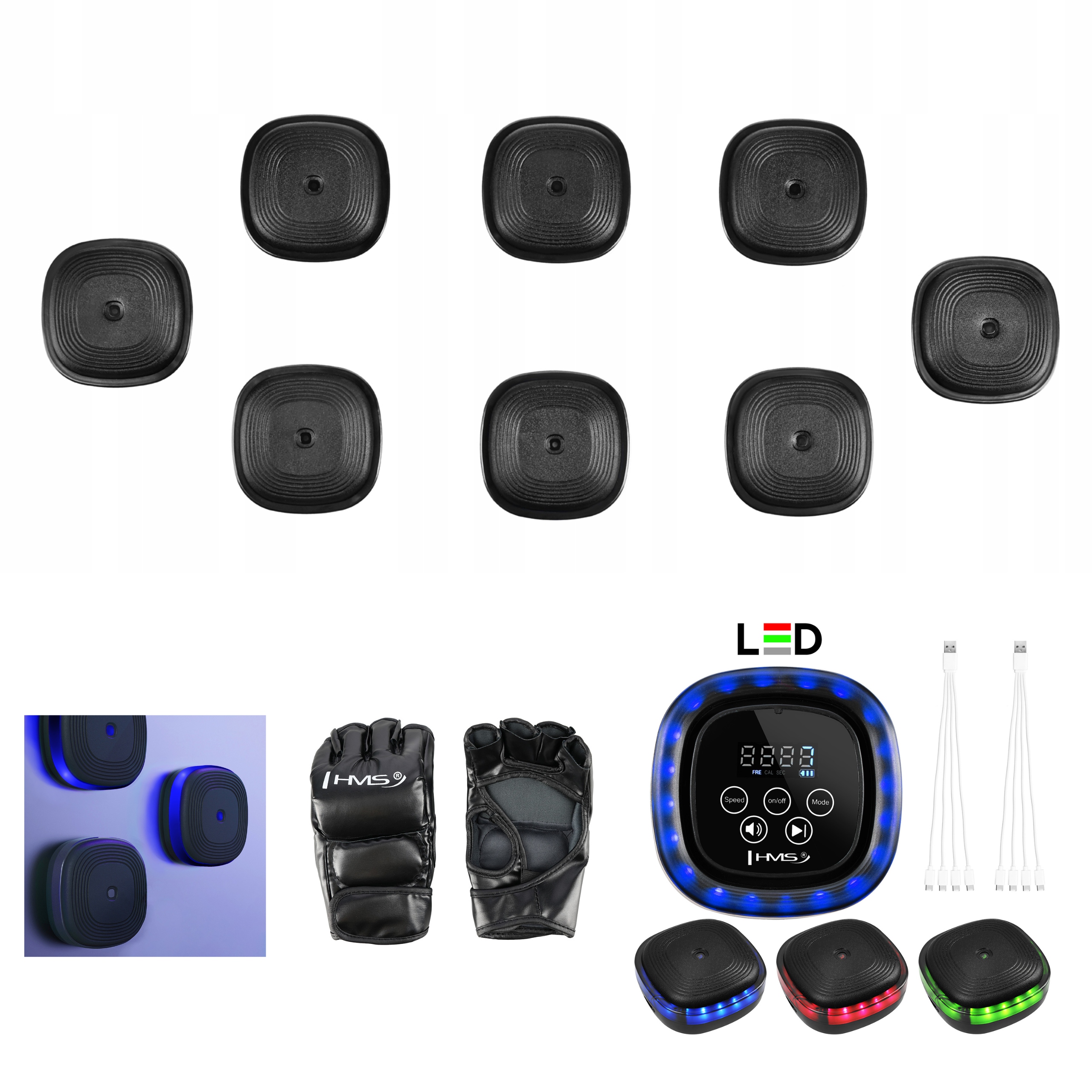 Elektronická modulární boxovací deska 9el Bluetooth hudební počítadlo Hms