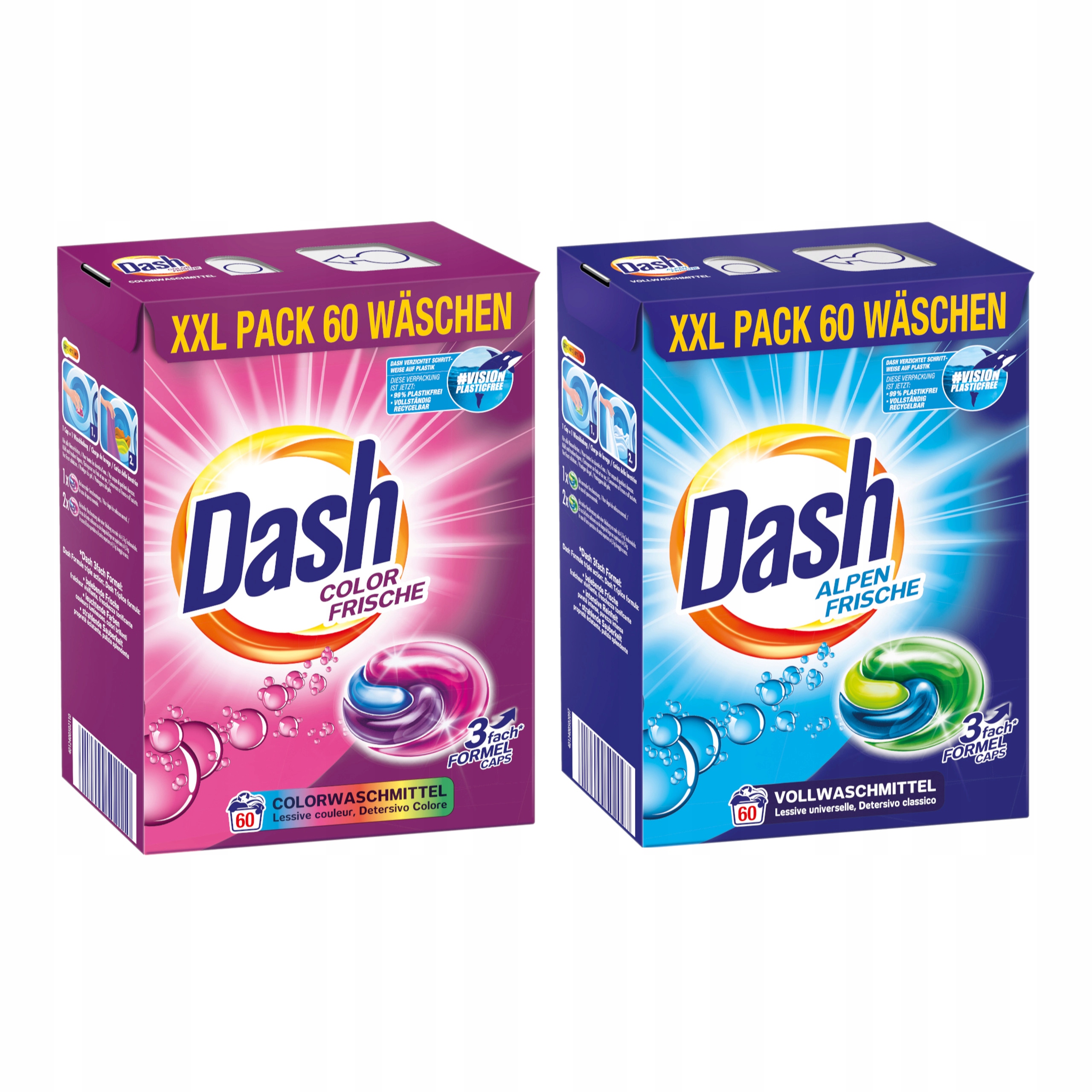 

Kapsułki do prania Dash 3in1 białe kolor 2x 60 szt