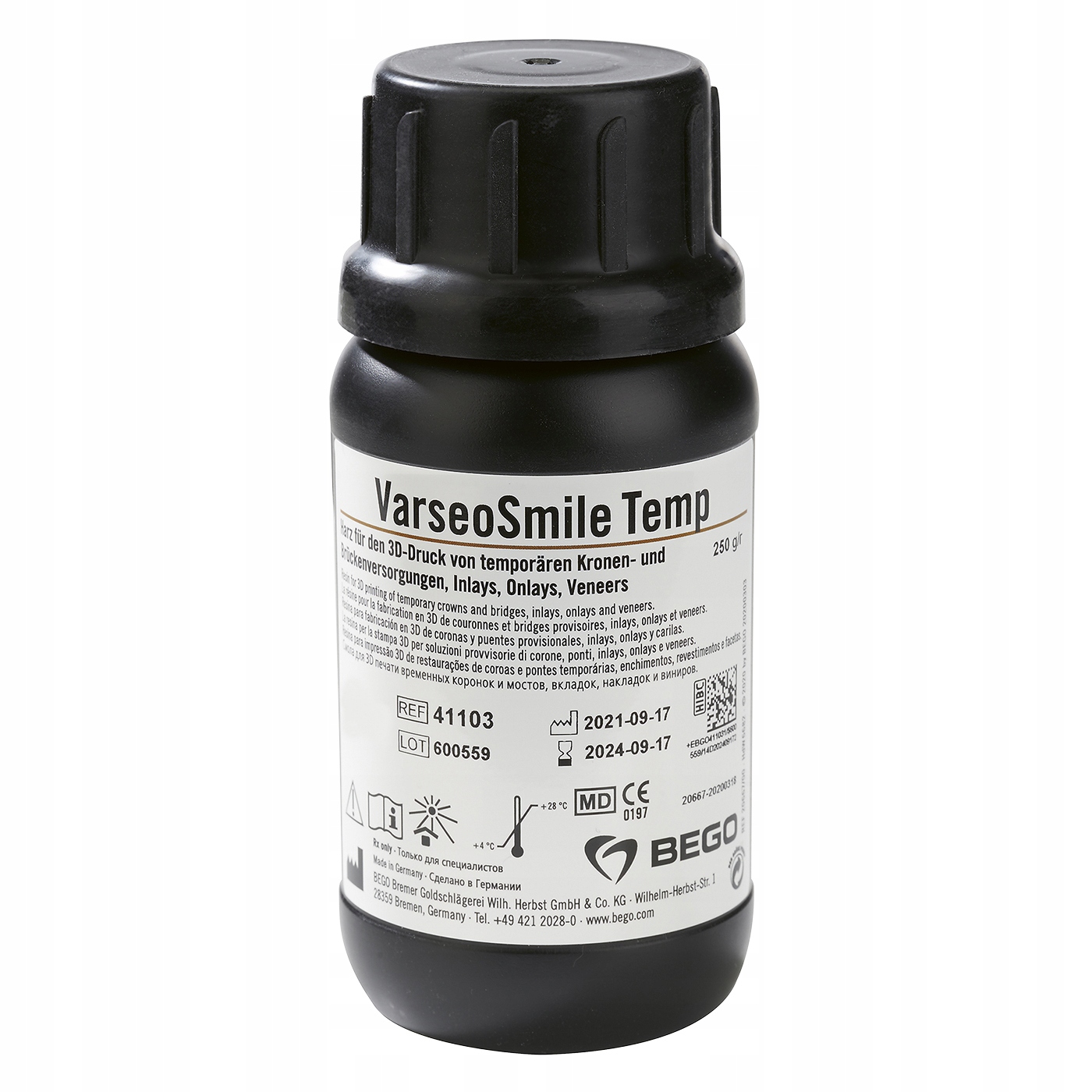 Uv živica Bego VarseoSmile Temp A3 0,25 kg pre 3D tlačiareň