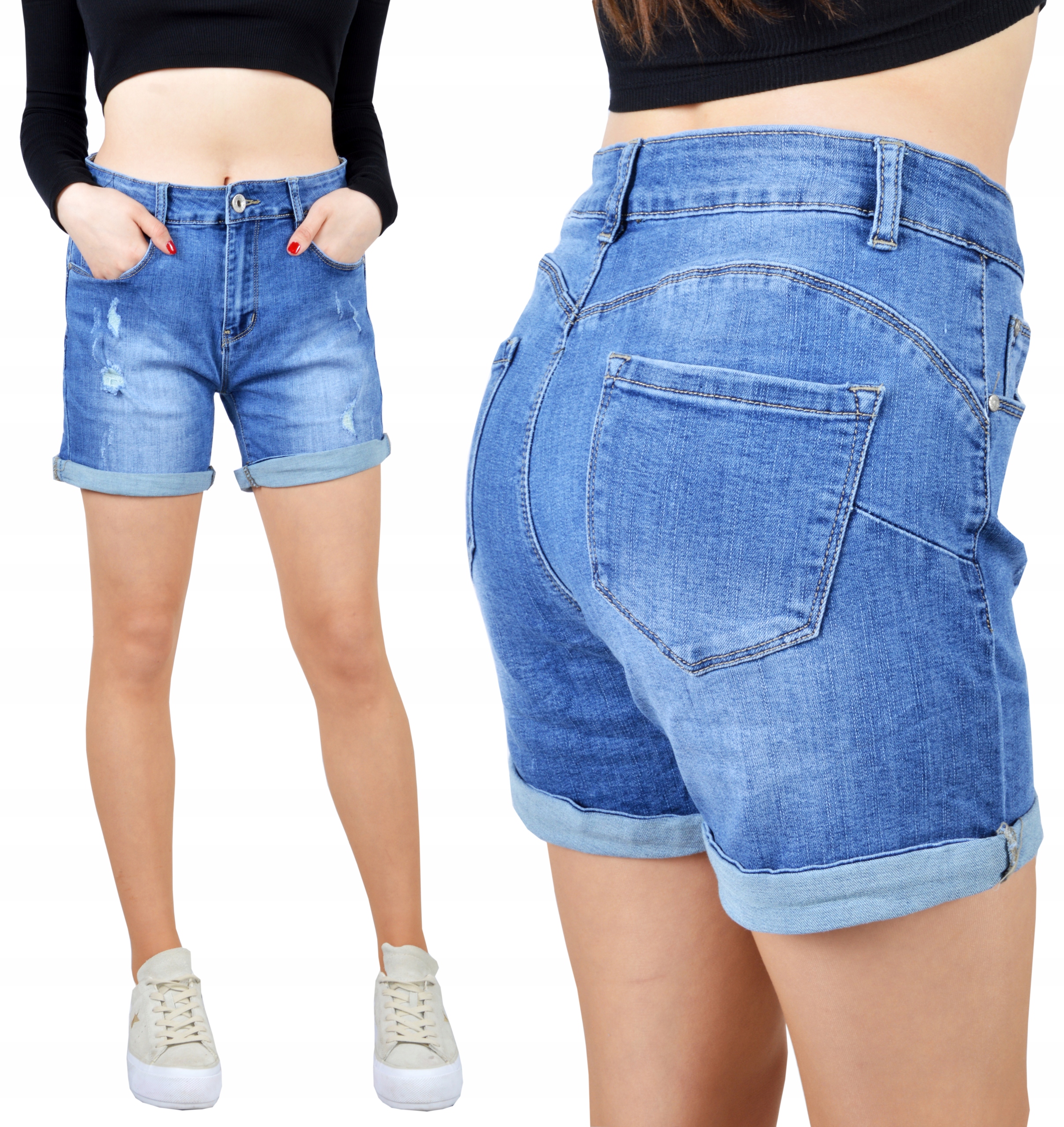 

Damskie Spodenki Jeansy Plus Size Modelujące