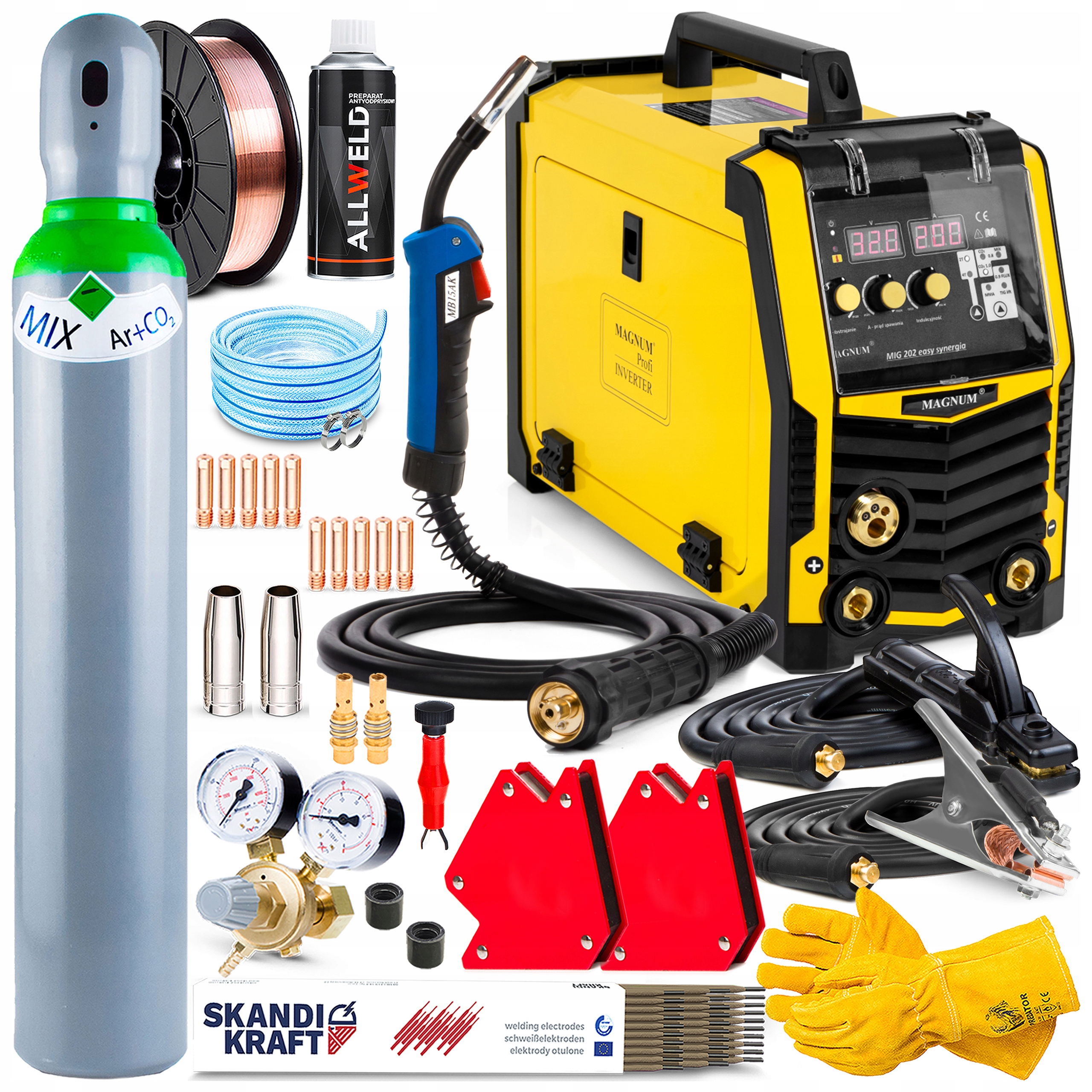 Spawarka Inwertorowa Inwerter Magnum Mig 202 Easy Synergia Mma Tig 200A 3W1