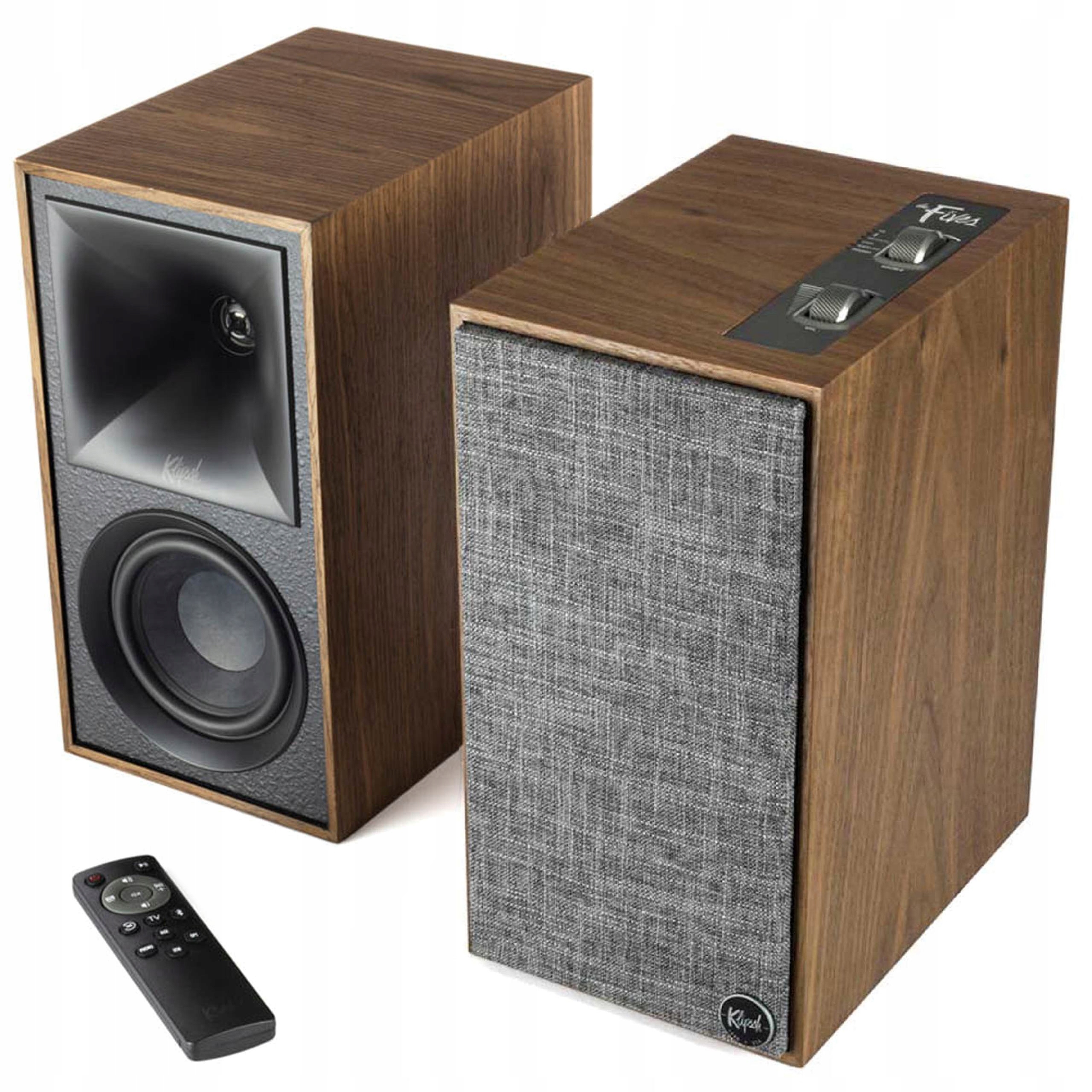 Klipsch The Fives Kolumny Aktywne Podstawkowe Bluetooth Pilot Orzech Walnut