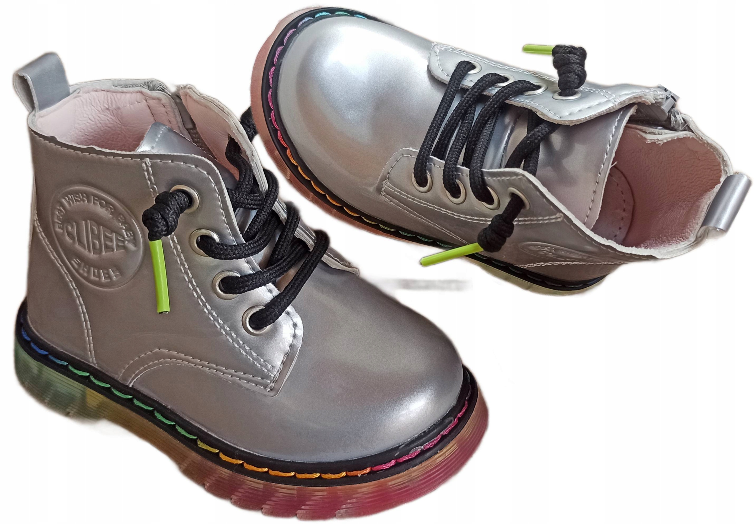 Trzewiki przejściowe suwak srebrne r23 P9-119 Kolor srebrny