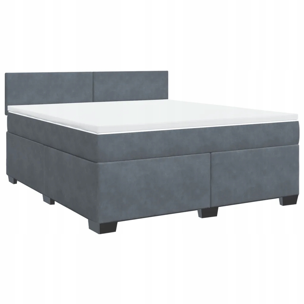 Kontinentální postel 200x180 cm tmavě šedá s matrací a topperem