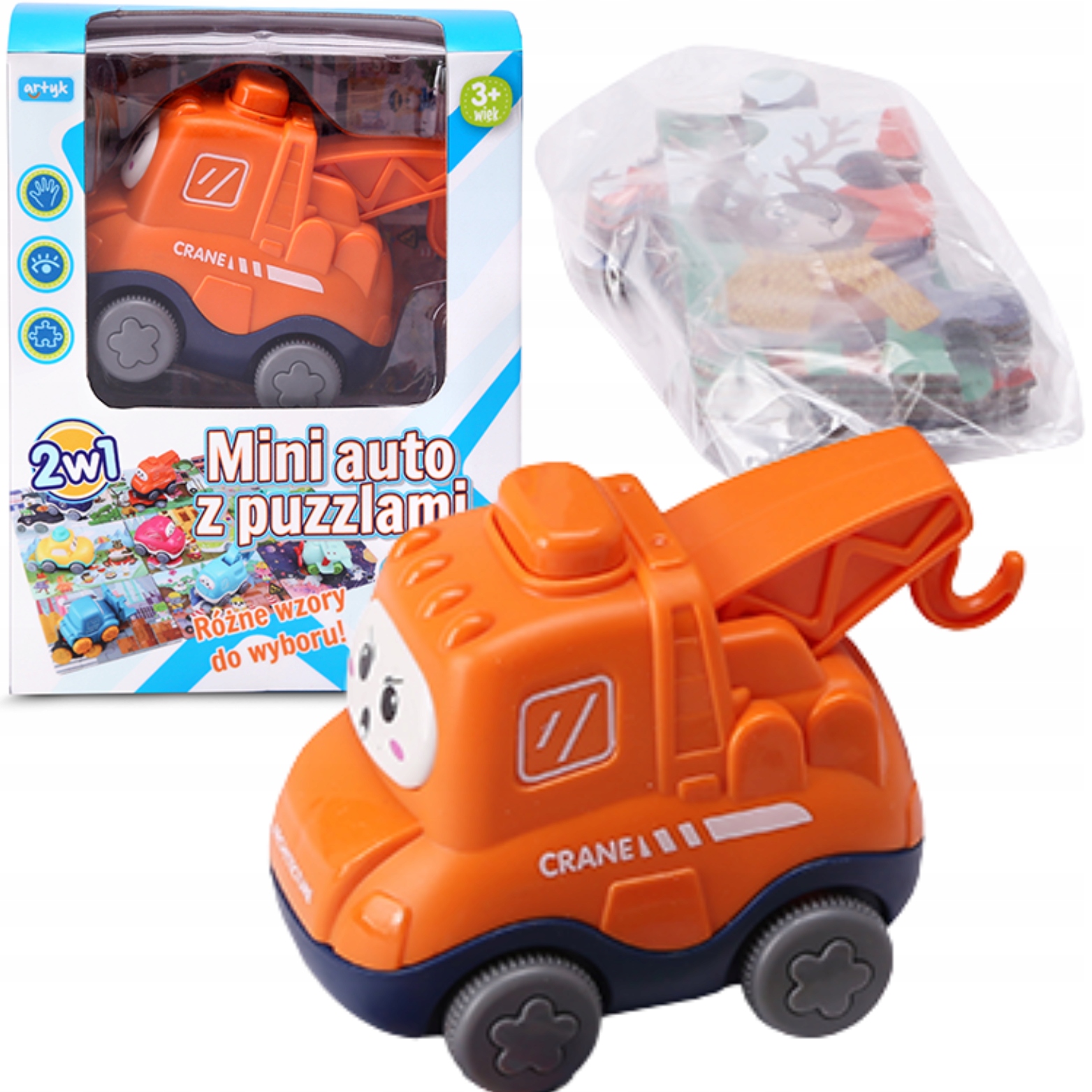 

Mini Auto Samochodzik Pojazd Z Puzzlami Dźwig