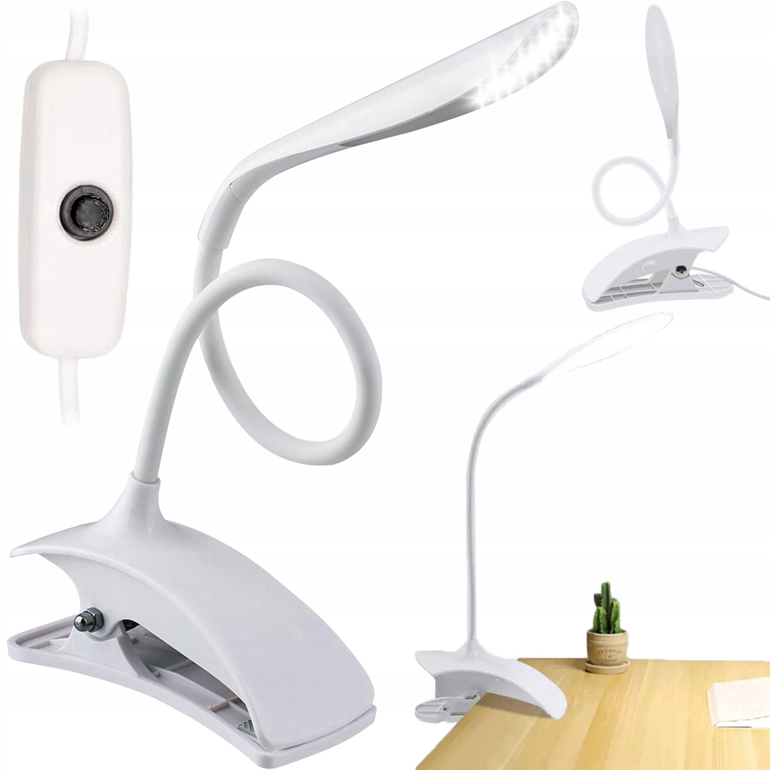 

Lampka Led Biurkowa Szkolna Nocna Usb Dotyk Klips