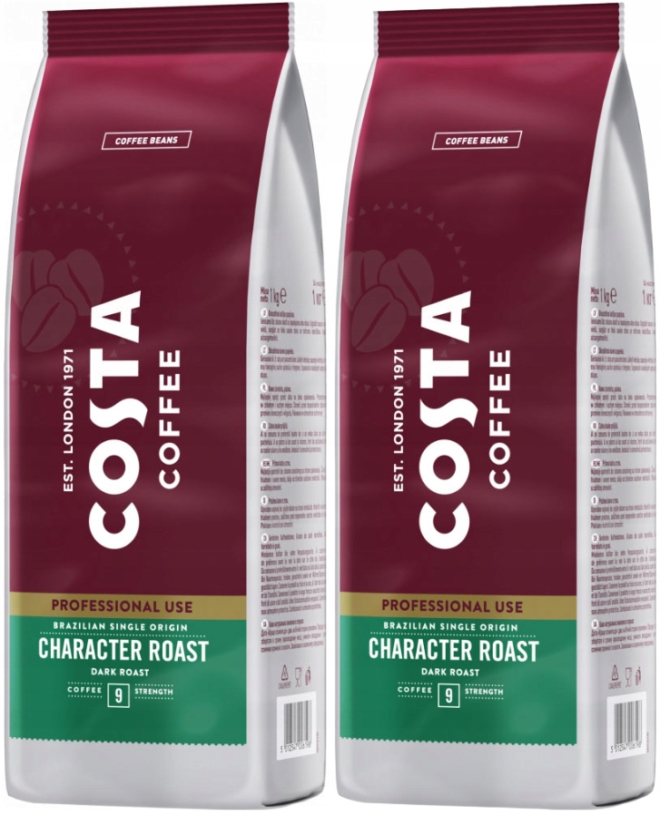 Levně Káva zrnková Character Roast Costa Coffee Pro Brazilian Arabica 2x1 kg