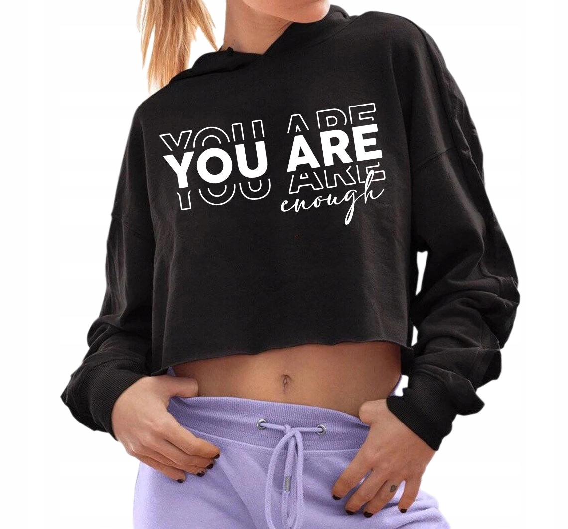 Černá Cropped Mikina pro dívku You Are Enough Vzory Girl Power Vel L