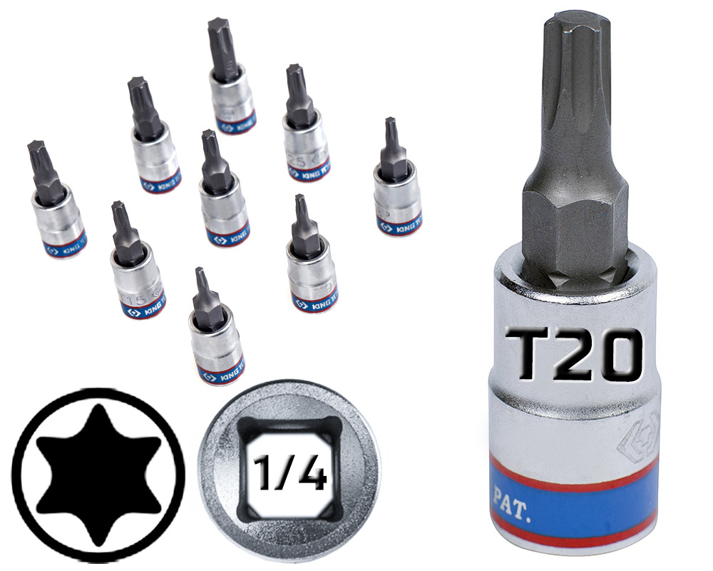 King Tony Klucz Nasadka 1/4 Cr-V S2 Bit Torx Tx T 20 x 37 mm 203320 Pro