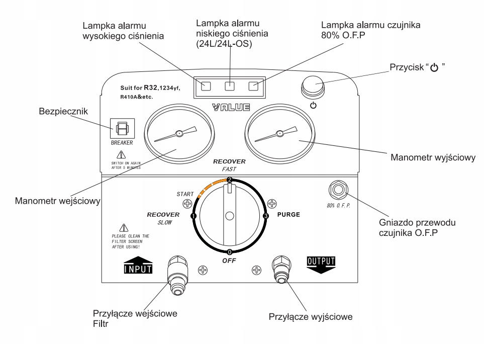STACJA DO ODZYSKU CZYNNIKA CHŁODNICZEGO BEZSZCZOTKOWA VALUE VRR12L-R32 Czynnik chłodniczy obsługa obu czynników