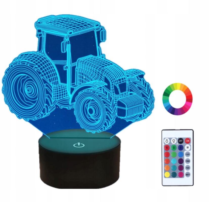 

Lampka Nocna 3D Led Traktor Pilot Imię Grawer