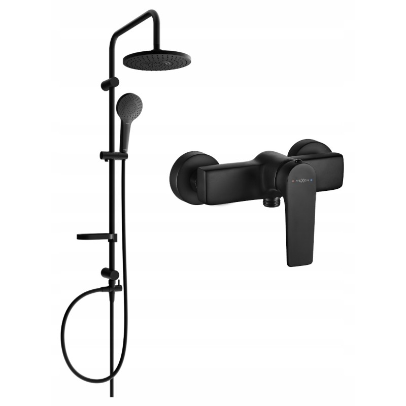 Mexen Erik stenová sprchová súprava s dažďovými tryskami a batériou Lynx