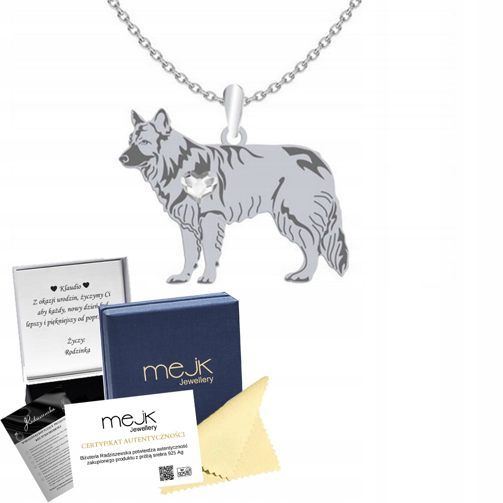 Stříbrný náhrdelník se psem Staroněmecký ovčák 925 Řetízek Gravírování