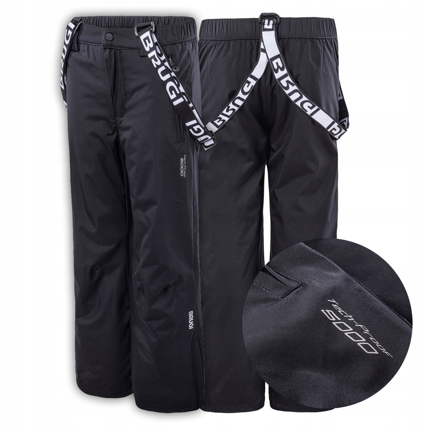 Dětské lyžařské kalhoty 1AJ3 Brugi černé šle 5000 mm Ho 134/140