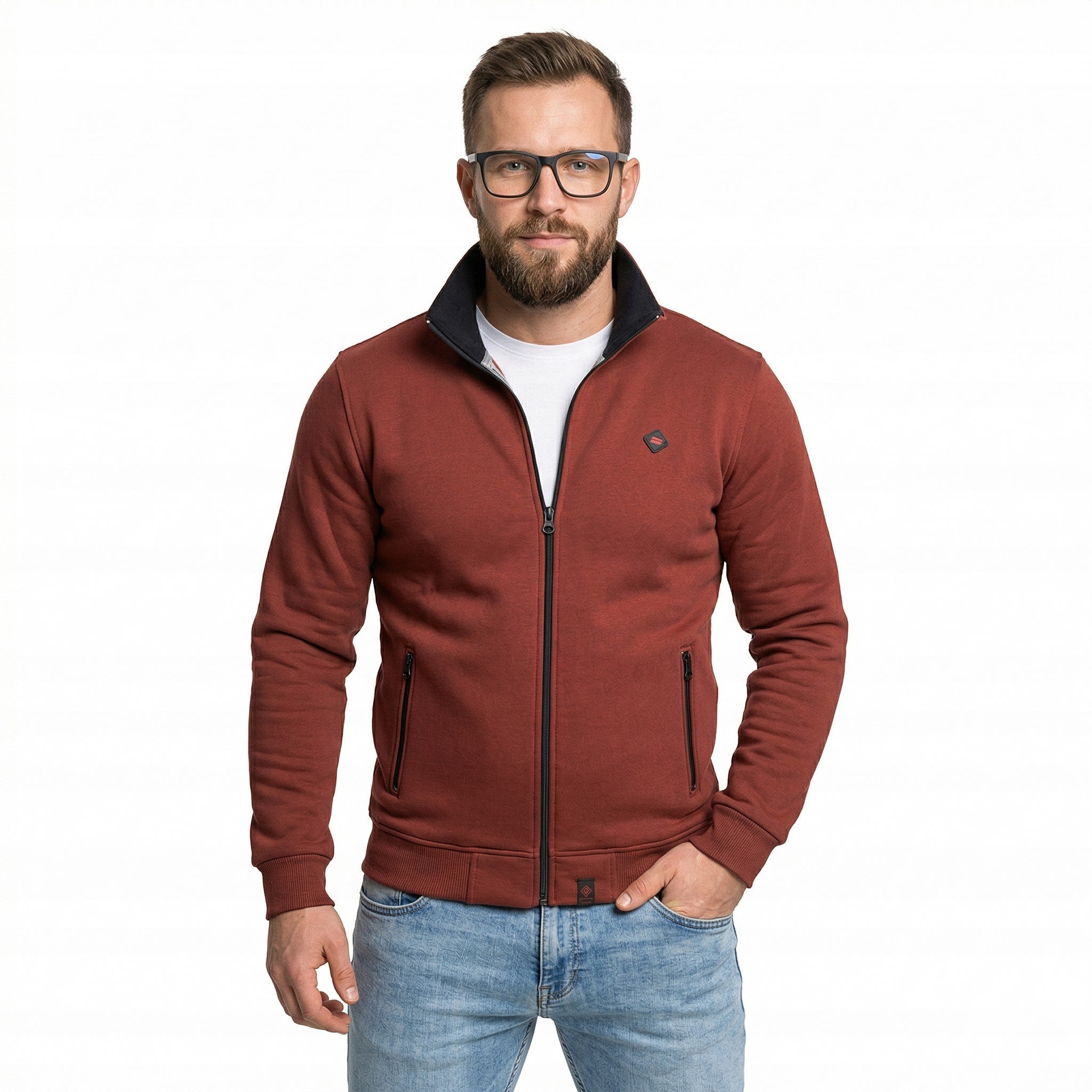 Bluza męska rozpinana Polska ze stójką gładka klasyczna sportowa Bastion XL