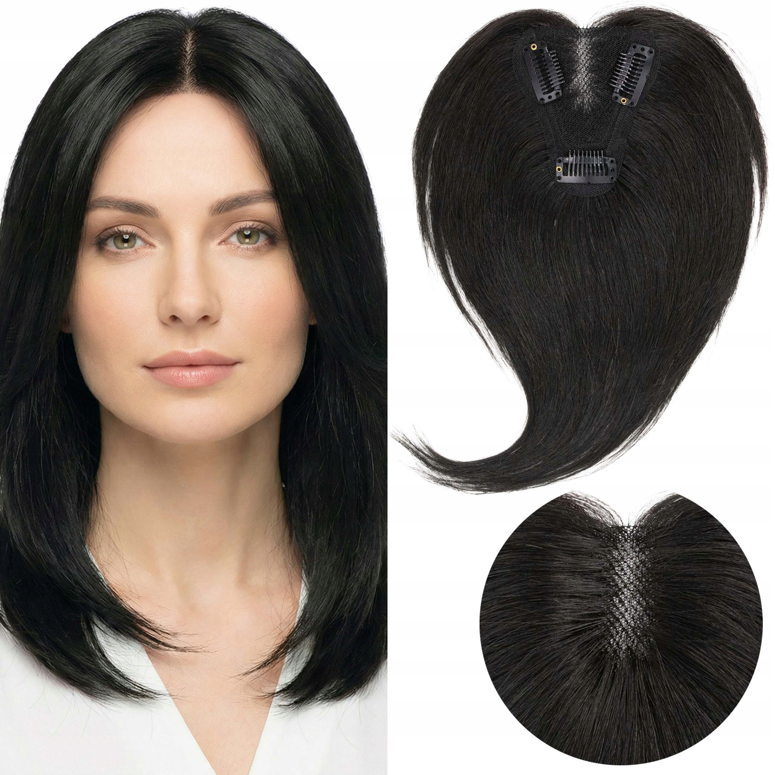 Topper Tupet z asijských přírodních vlasů Clipin Klipsy černý