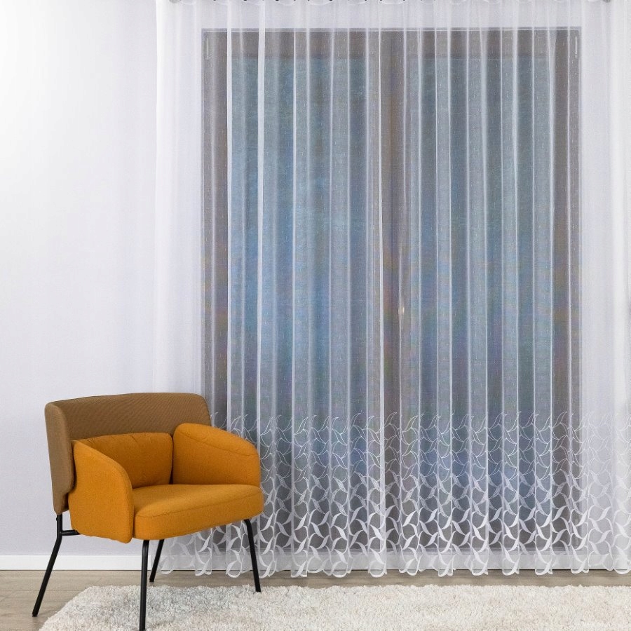 Záclona Do Obývacího Pokoje, Připravená S Páskou, Geometrický Vzor 150X280