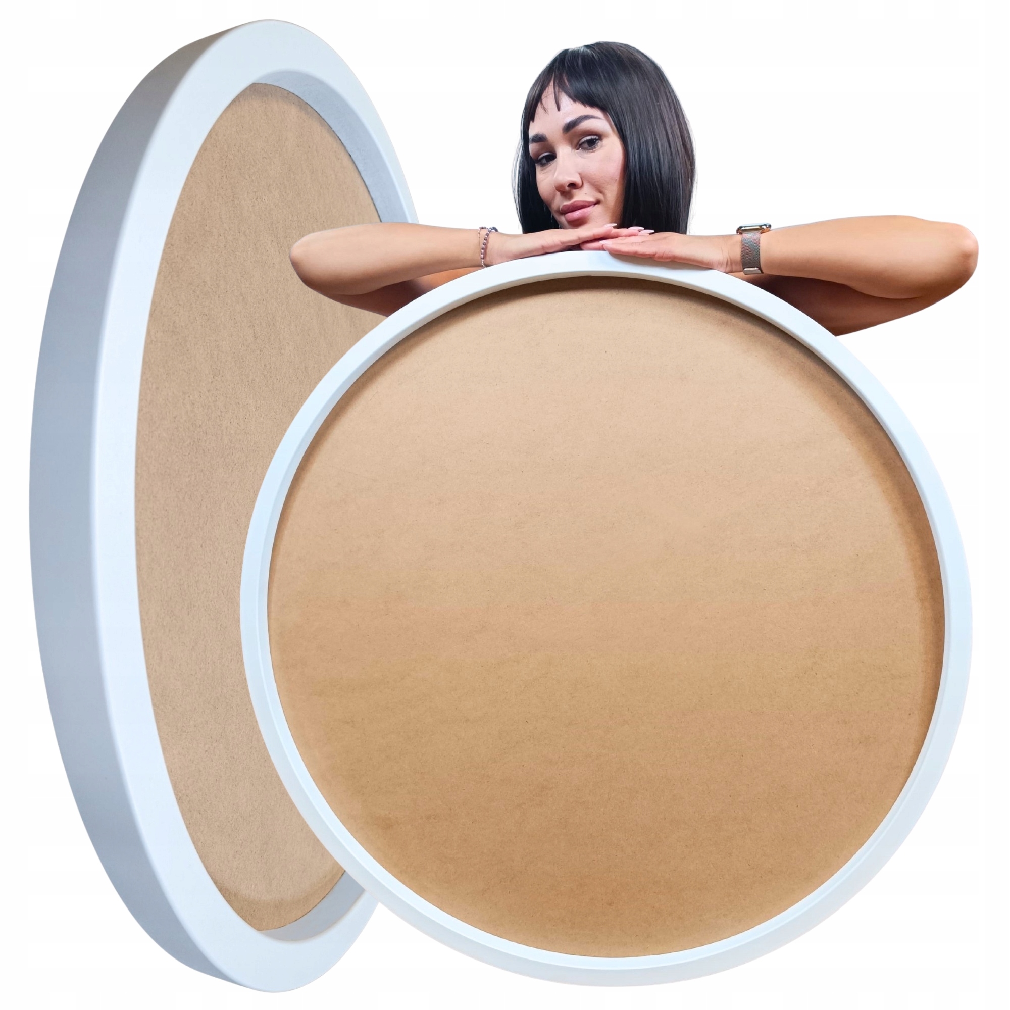 Drevená Okrúhla biela základňa pod severský lišajník Dekorácia Diy 90 cm