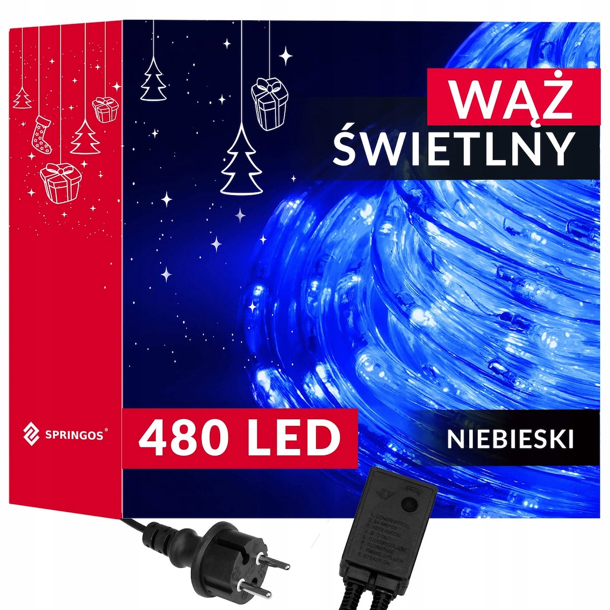 

Wąż Świetlny 480LED Lampki Choinkowe Zewnętrzny 20