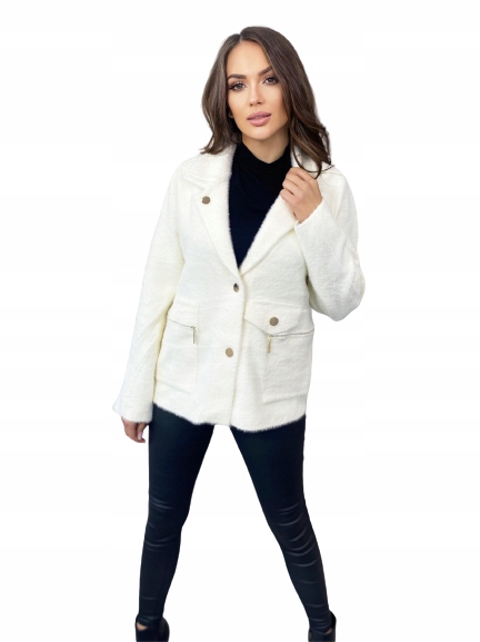 Kabát Alpaka Lirosse Zlaté Knoflíky Krátký Bílý