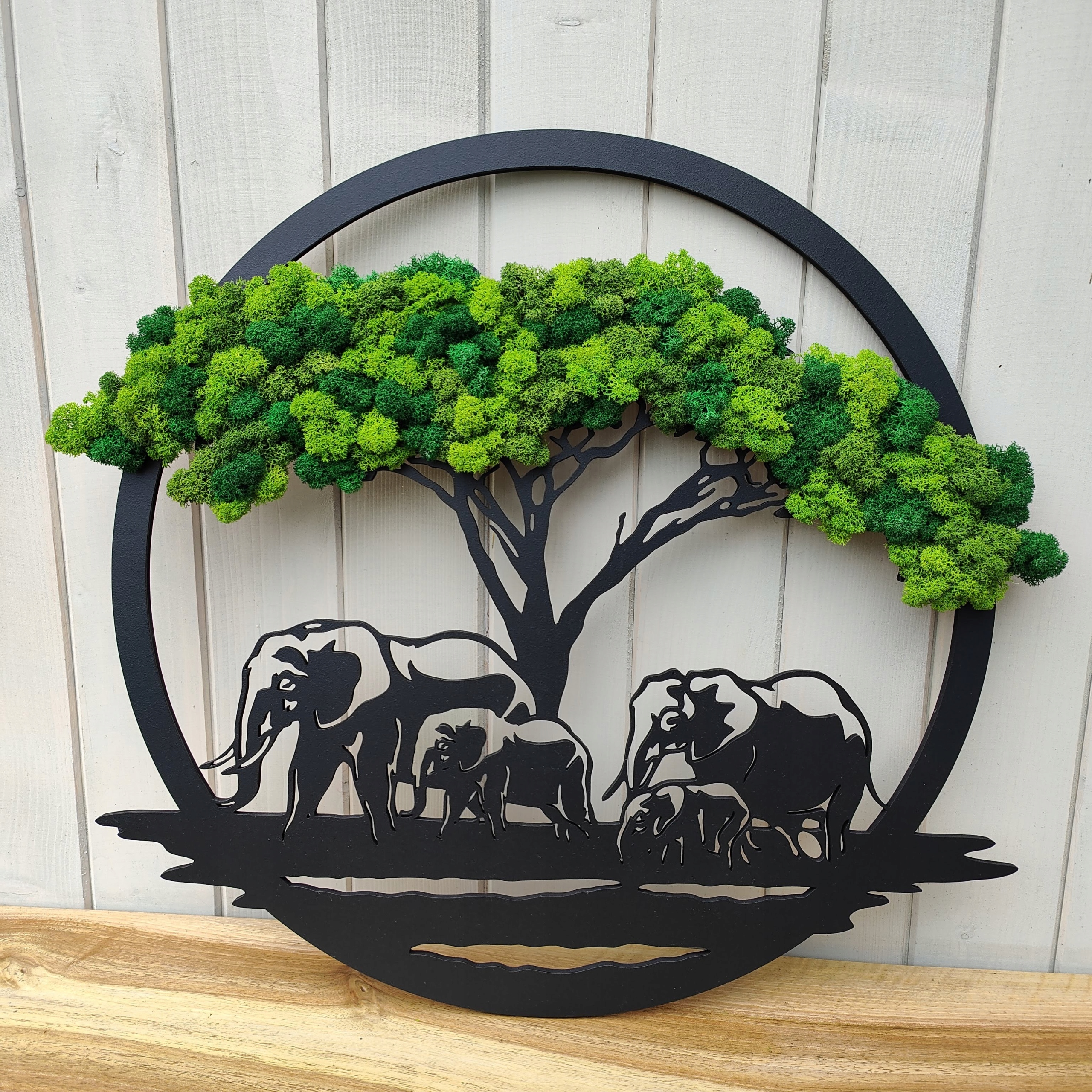 DRZEWO z mchem chrobotkiem 50cm 4 słonie pod drzewem 3 kolory mech PREMIUM Marka inna