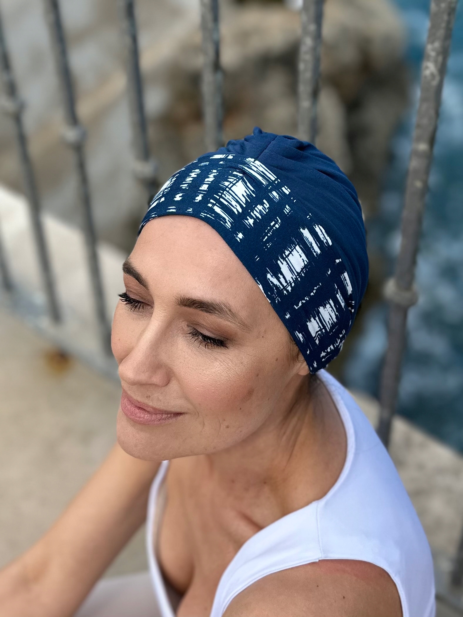 Turban po chemioterapii TAURUS granatowy