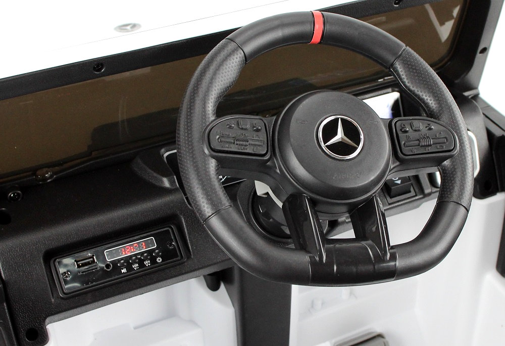 MERCEDES G63 4x4 SKÓRA, EVA Auto na akumulator 180W, 12v 9ah, LED, Pilot 2. Liczba miejsc 1