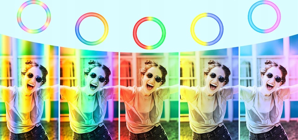 LAMPA LED PIERŚCIENIOWA KOLOROWA STATYW 210 CM Informacje dodatkowe regulacja natężenia światła