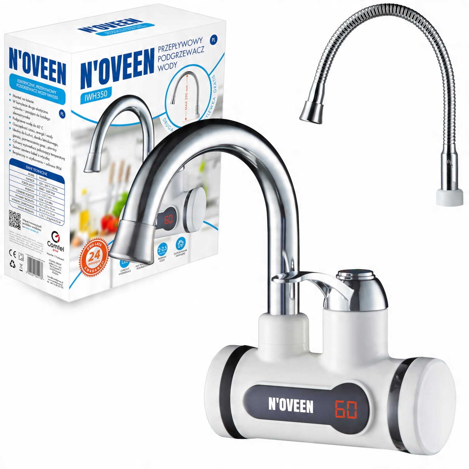 

Przepływowy Podgrzewacz Wody 3600W 2,5L LCD IWH350