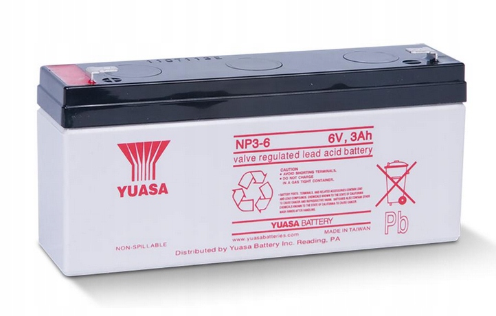 Yuasa NP3-6 3Ah 6V akumulator do kasy fiskalnej drukarki wagi zabawek