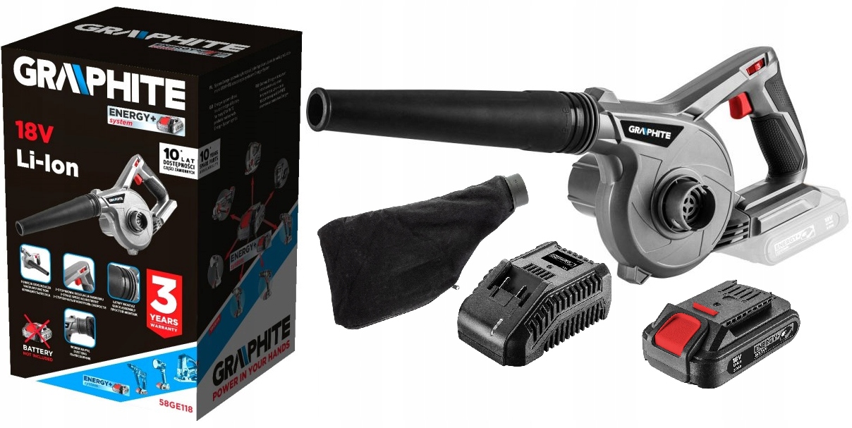 GRAPHITE Mała dmuchawa Energy+ 18V 2 AH ZESTAW