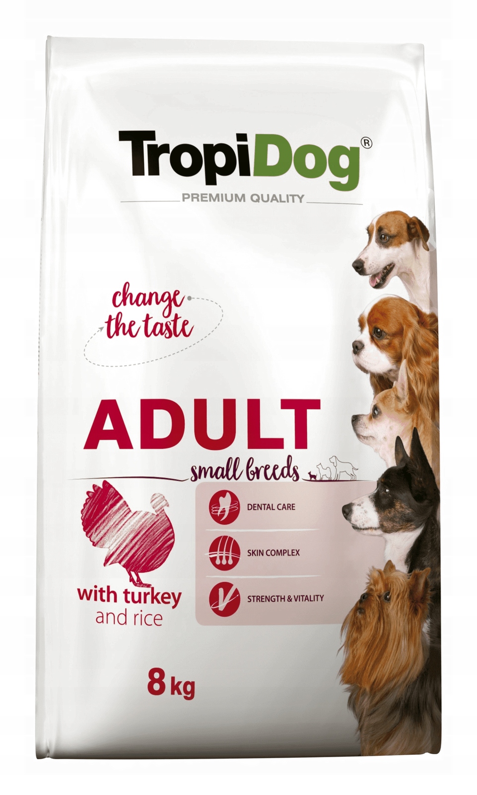 Tropidog Premium Adult Small Breeds s krůtím masem a rýží 8 kg