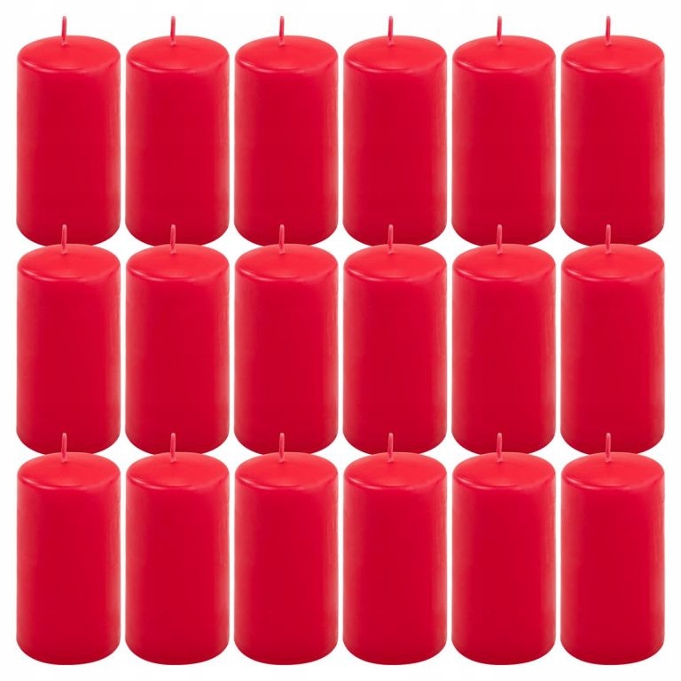 Sada sloupových svíček, 11,5 cm, Ø 6 cm, červená, 18 ks