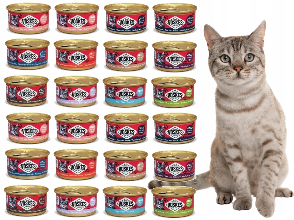 Levně Mokré krmivo pro kočky Voskes 11 Příchutí 24 x 85 g