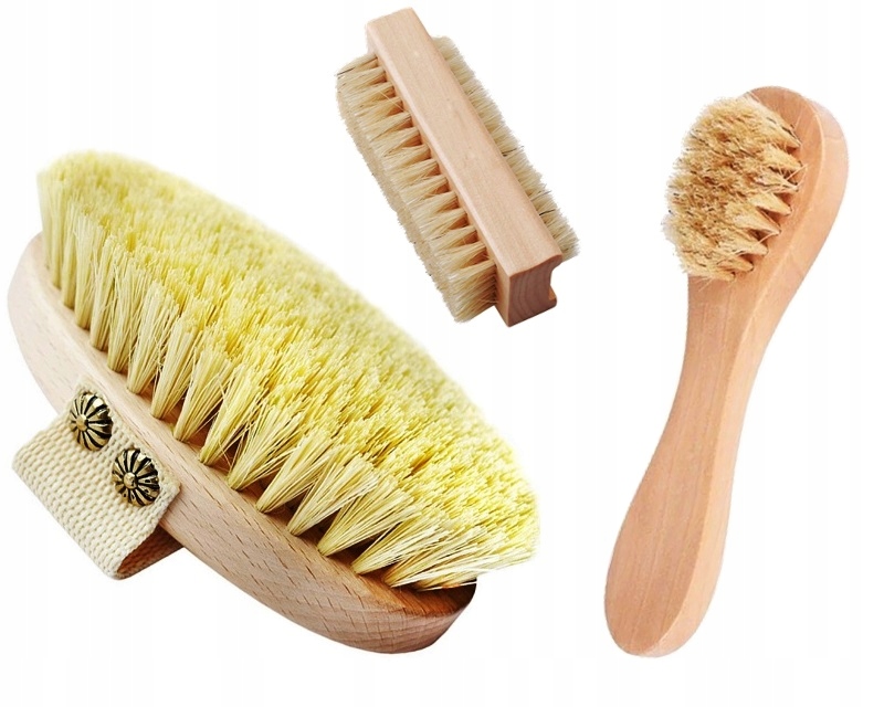 

Zestaw szczotka masażu na sucho twarzy rąk tampico