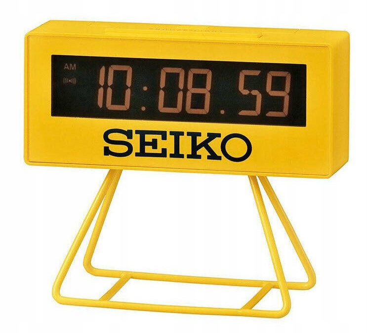 Žltý Elektronický Stolový Časovač Seiko QHL062Y Časovač Stopky Alarm