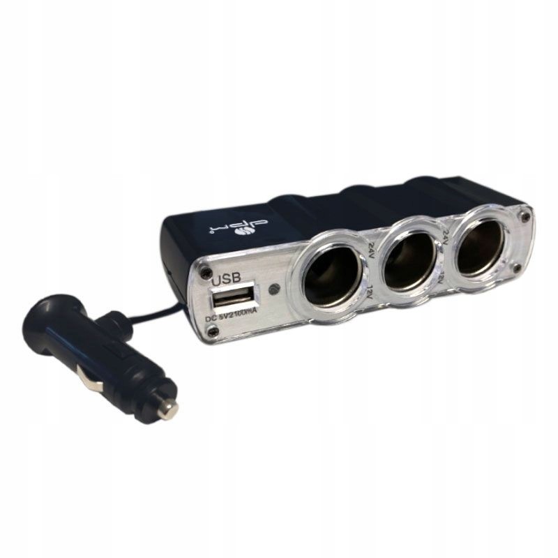 Rozdzielacz Rozgałęźnik Zapalniczki 3gniazda 1xUSB