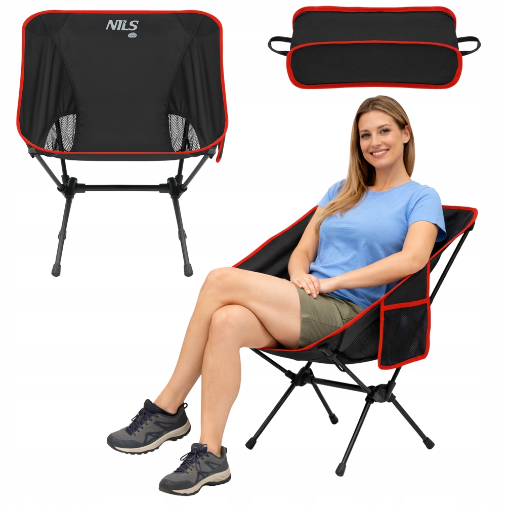 Krzesło Turystyczne Składane Plażowe Ogrodowe Lekkie Na Biwak Kompaktowe