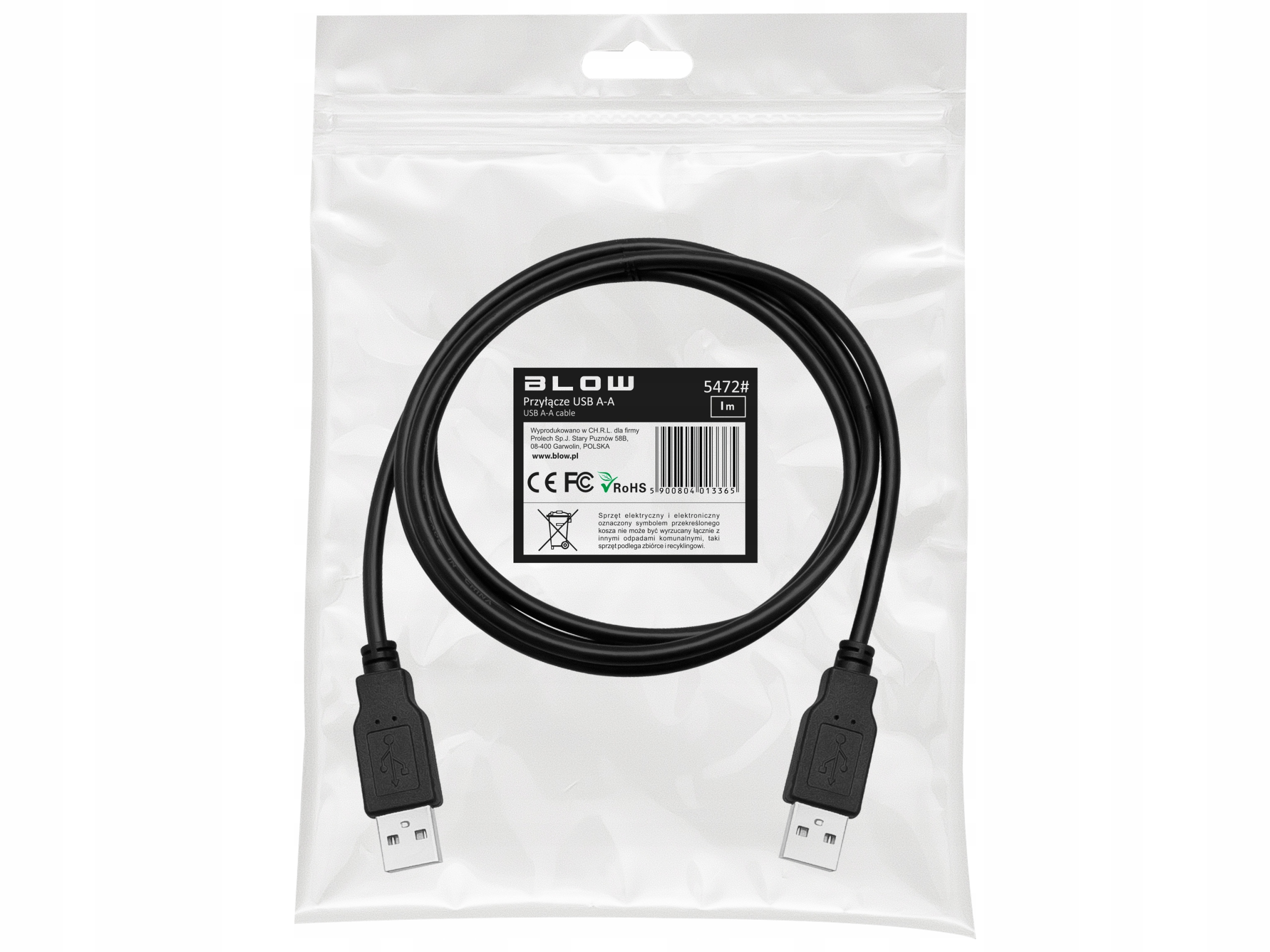KABEL PRZEWÓD USB 2.0 A-A MĘSKO-MĘSKI 1M EAN (GTIN) 5900804013365